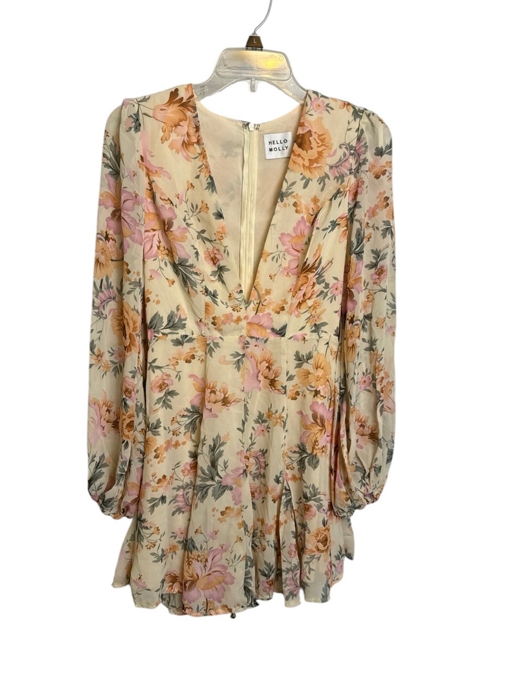 Hello Molly  flowery dress lined v neck cottagecore artsy size small romantic